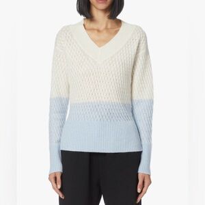 BRODIE CASHMERE “Bella” 100% Cashmere Preppy Career Coquette V-Neck Sweater L